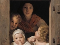 Ferdinand-Georg-Waldmuller-Young-Peasant-Woman-with-Three-Children-at-the-Window-1840